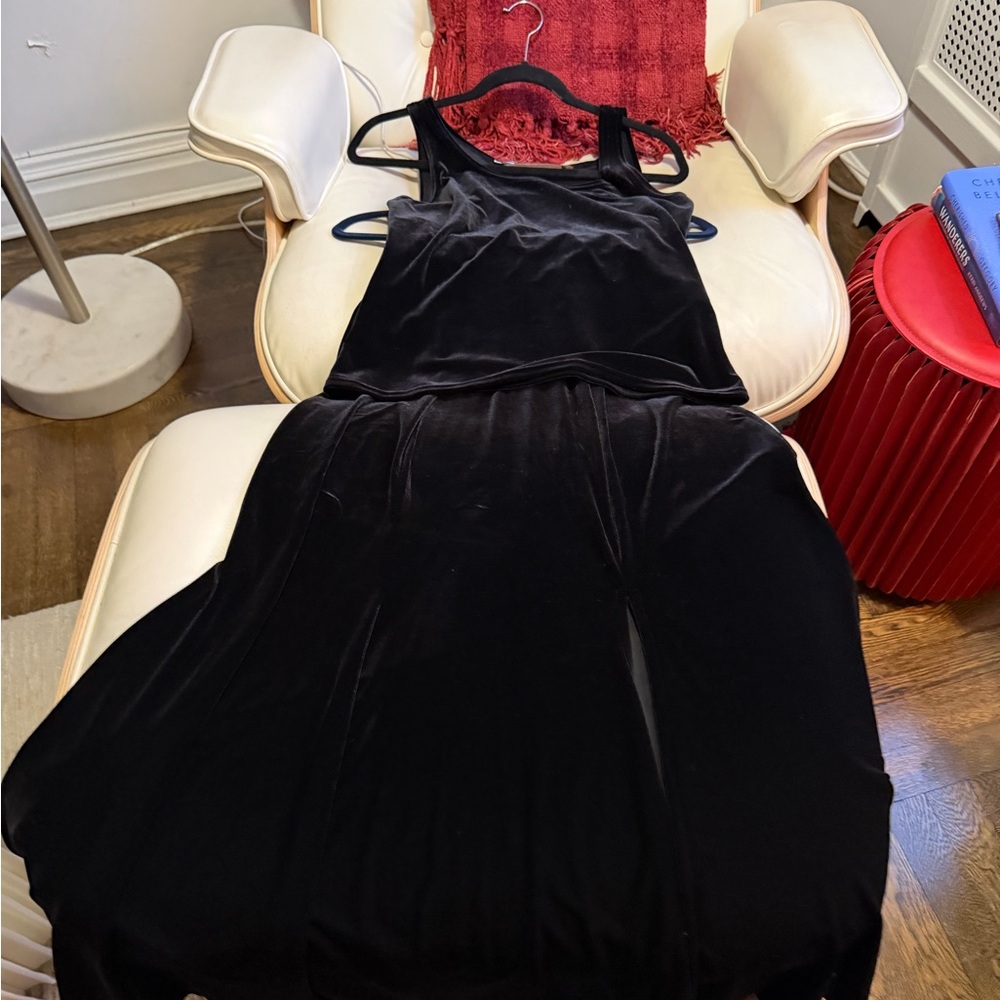 Elegant Black Velvet tank and Skirt